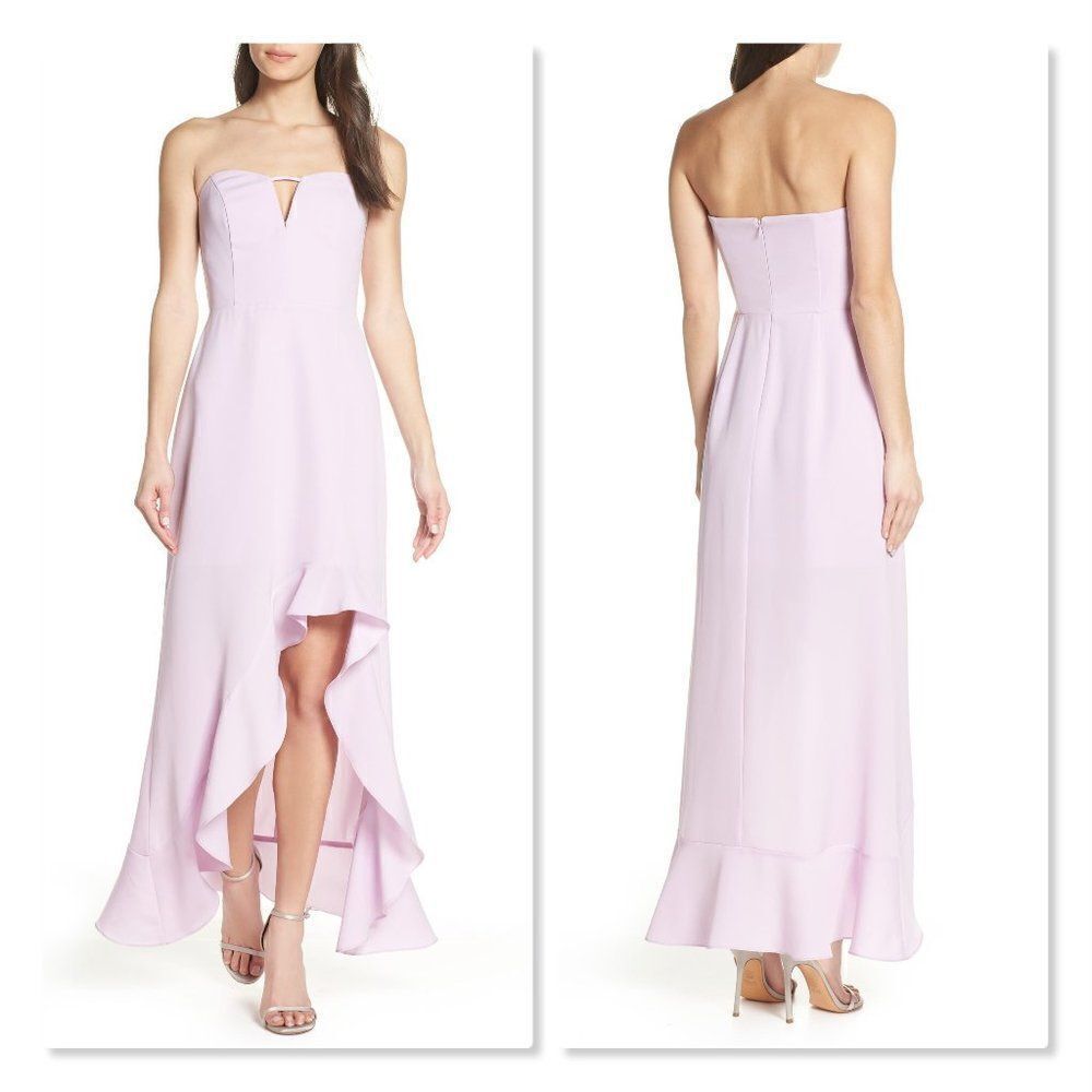 Harlyn Strapless High/low Ruffle Hem Gown In Lilac size XL -
